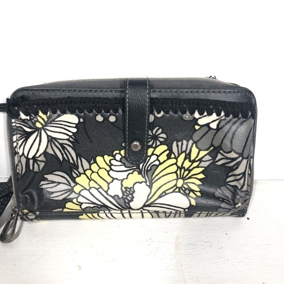 Sakroots Wallet Womens Black Yellow Multifunctional Zip Around Crossbody Purse - Picture 12 of 12